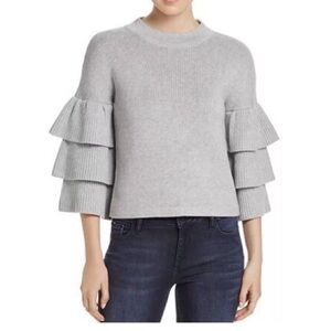 Endless Rose Light Gray Tiered Sleeve Sweater